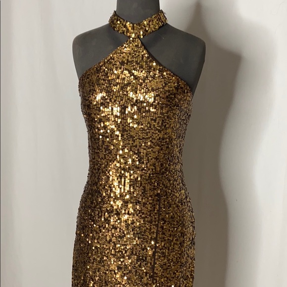 Brown/gold sequin gown - Picture 2 of 8